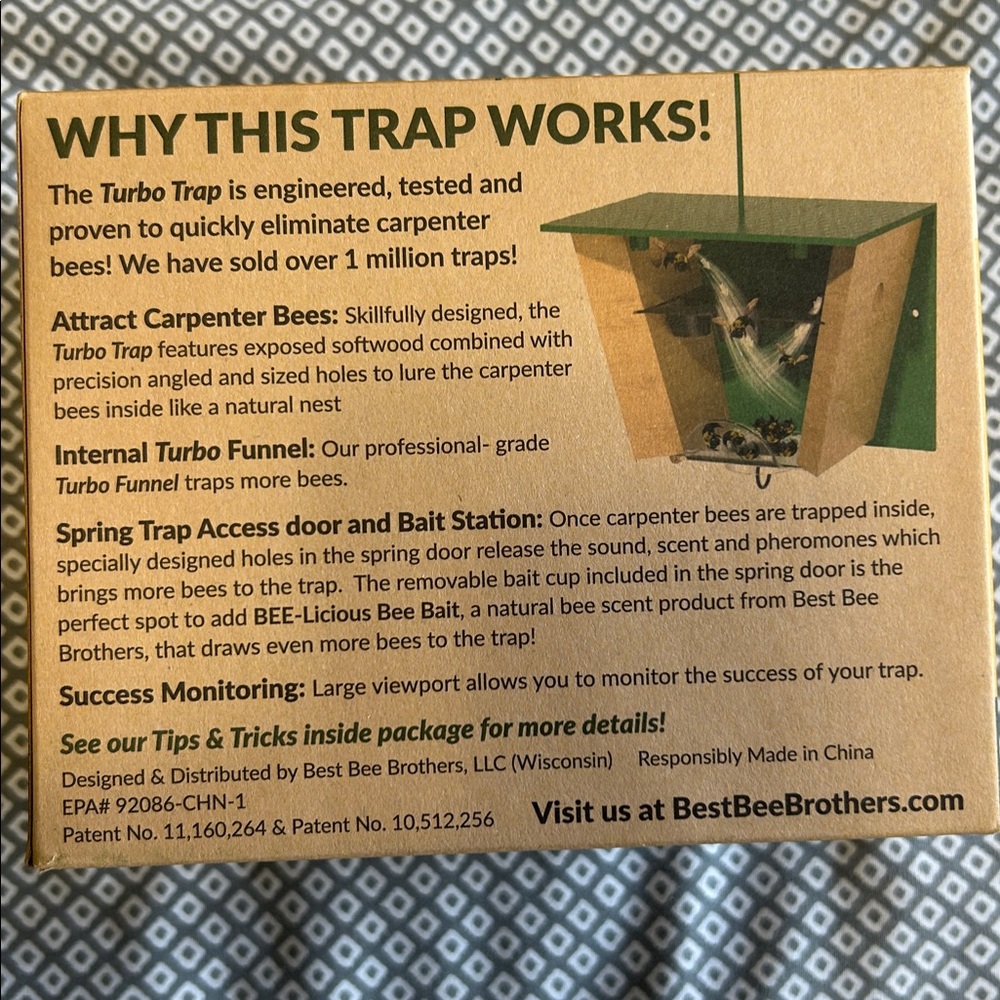 Carpenter Bee Turbo Trap Best Bee Brothers - NO Chemicals - 3 Pack NEW! - Picture 4 of 6
